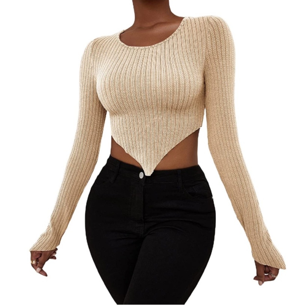 Long Sleeve Asymmetrical Hem Sweater